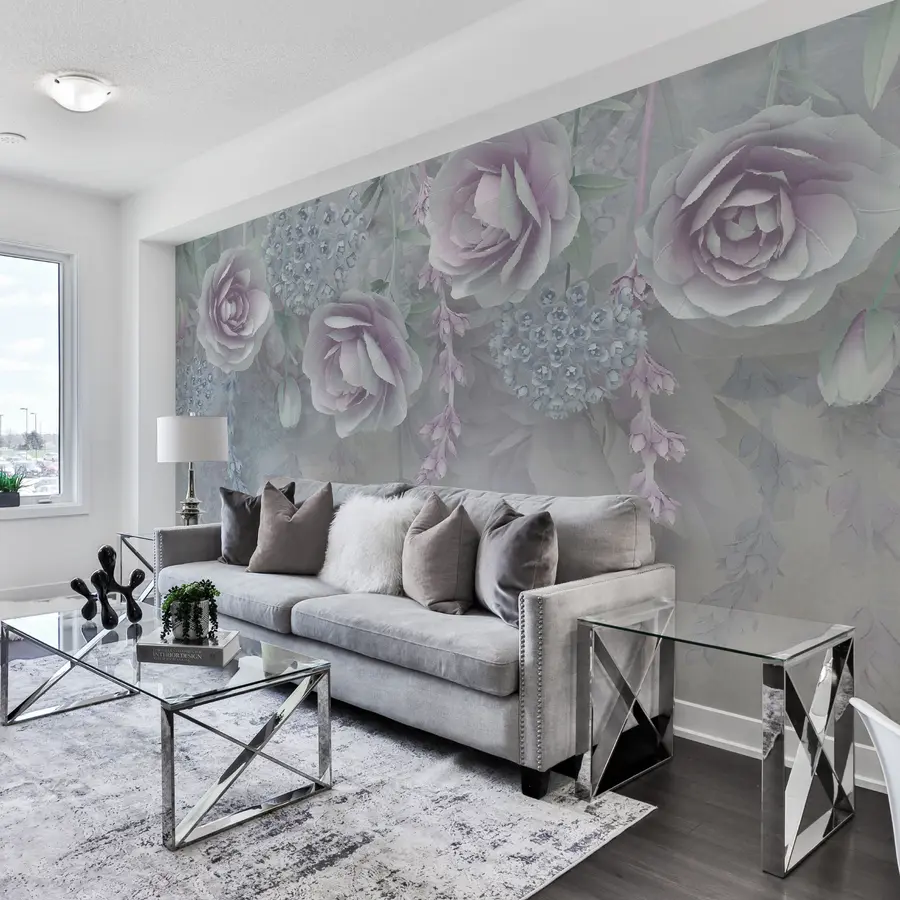 murales de pared Flores moradas y cristales u01597