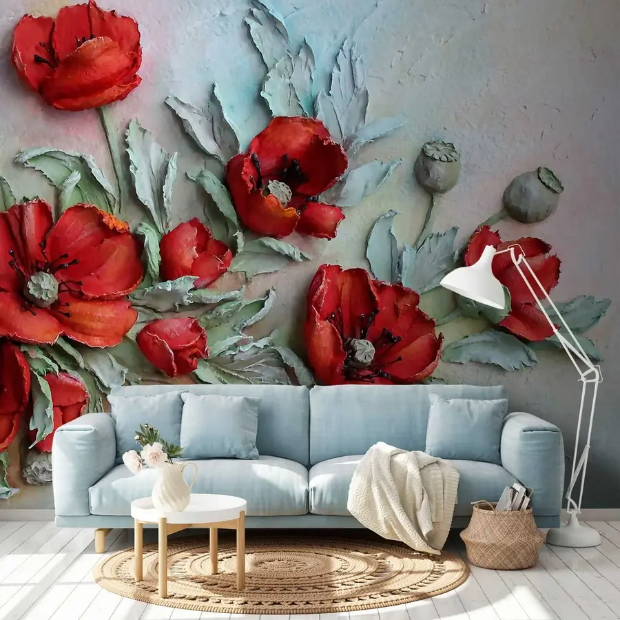 murales de pared Amapolas 3d u12788