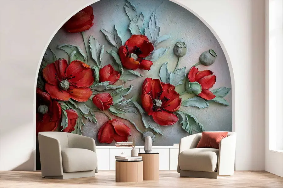 murales de pared Amapolas 3d u12788