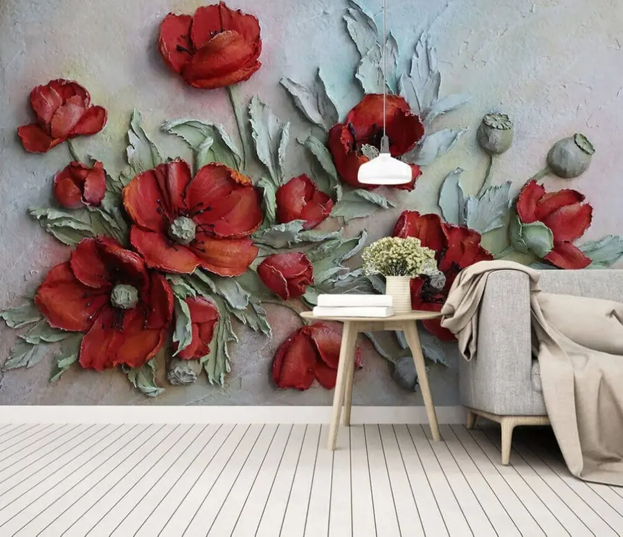 murales de pared Amapolas 3d u12788