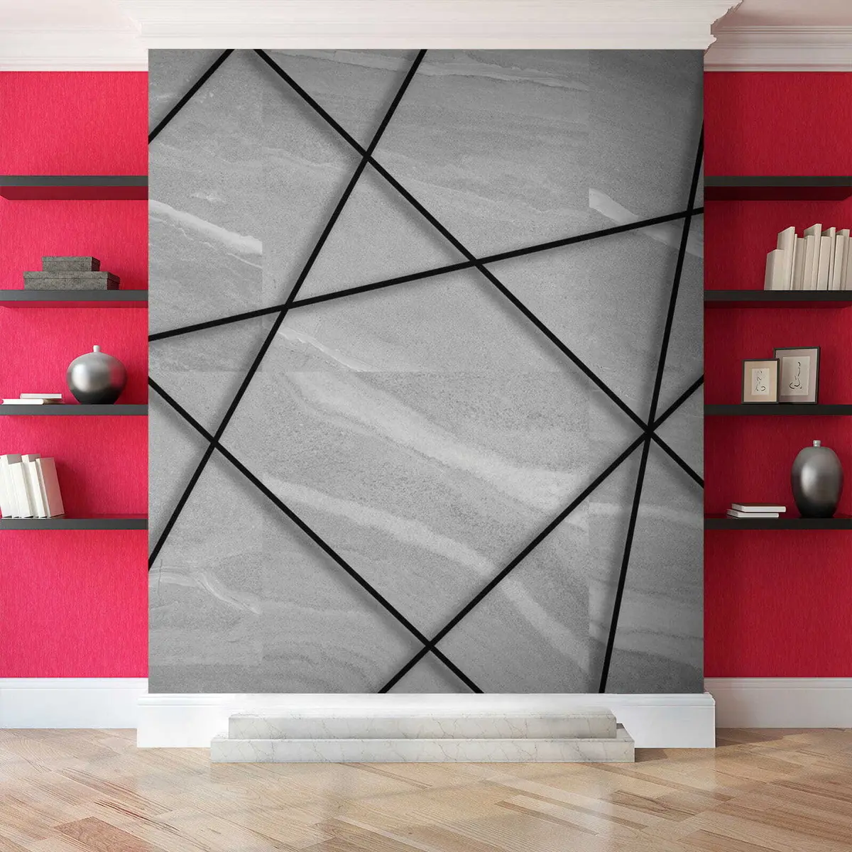 murales de pared Mármol gris y líneas negras. u16341