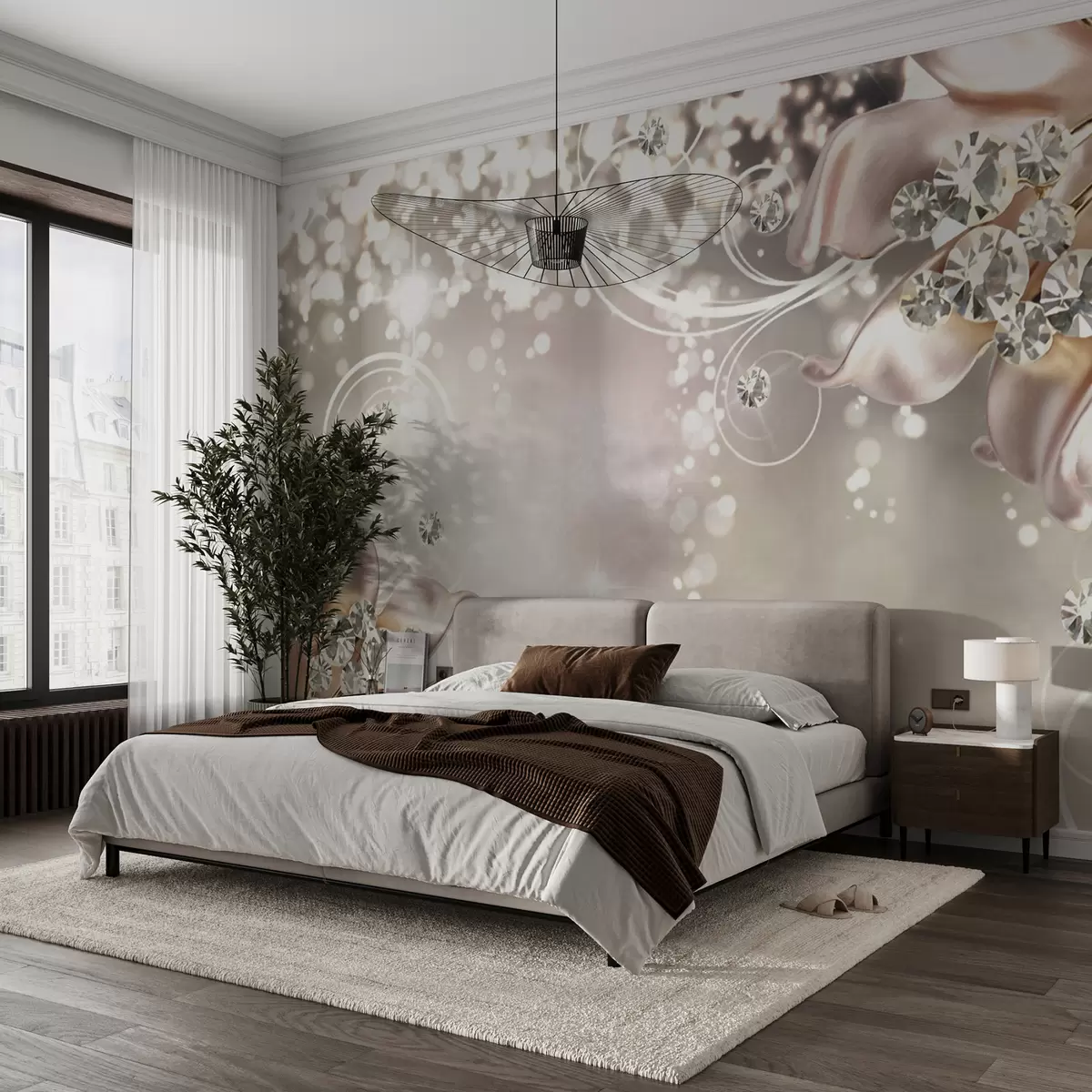 murales de pared Flores y cristales de porcelana u17739