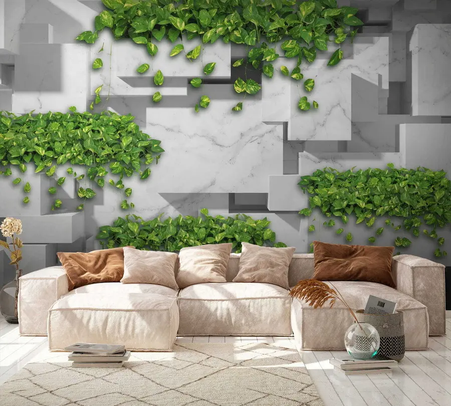 murales de pared Paneles 3d y plantas u34395