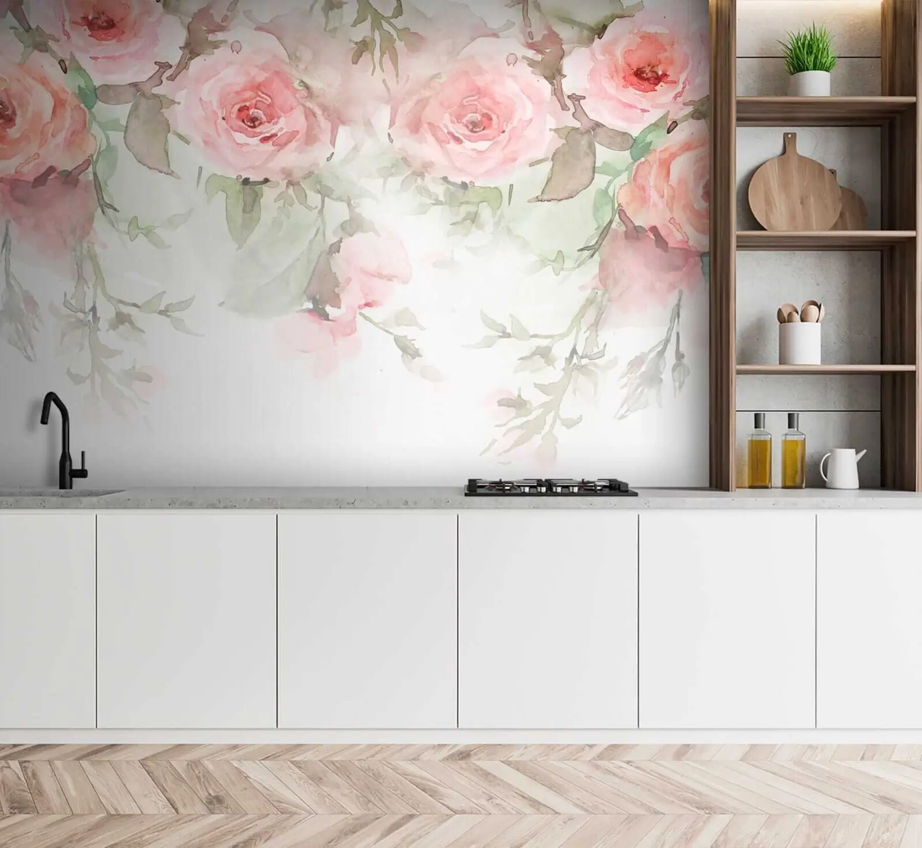 murales de pared Cenefa de rosas empolvadas u34659