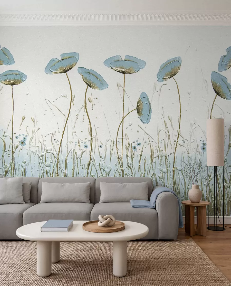 murales de pared Flores azules de tallo alto u34867