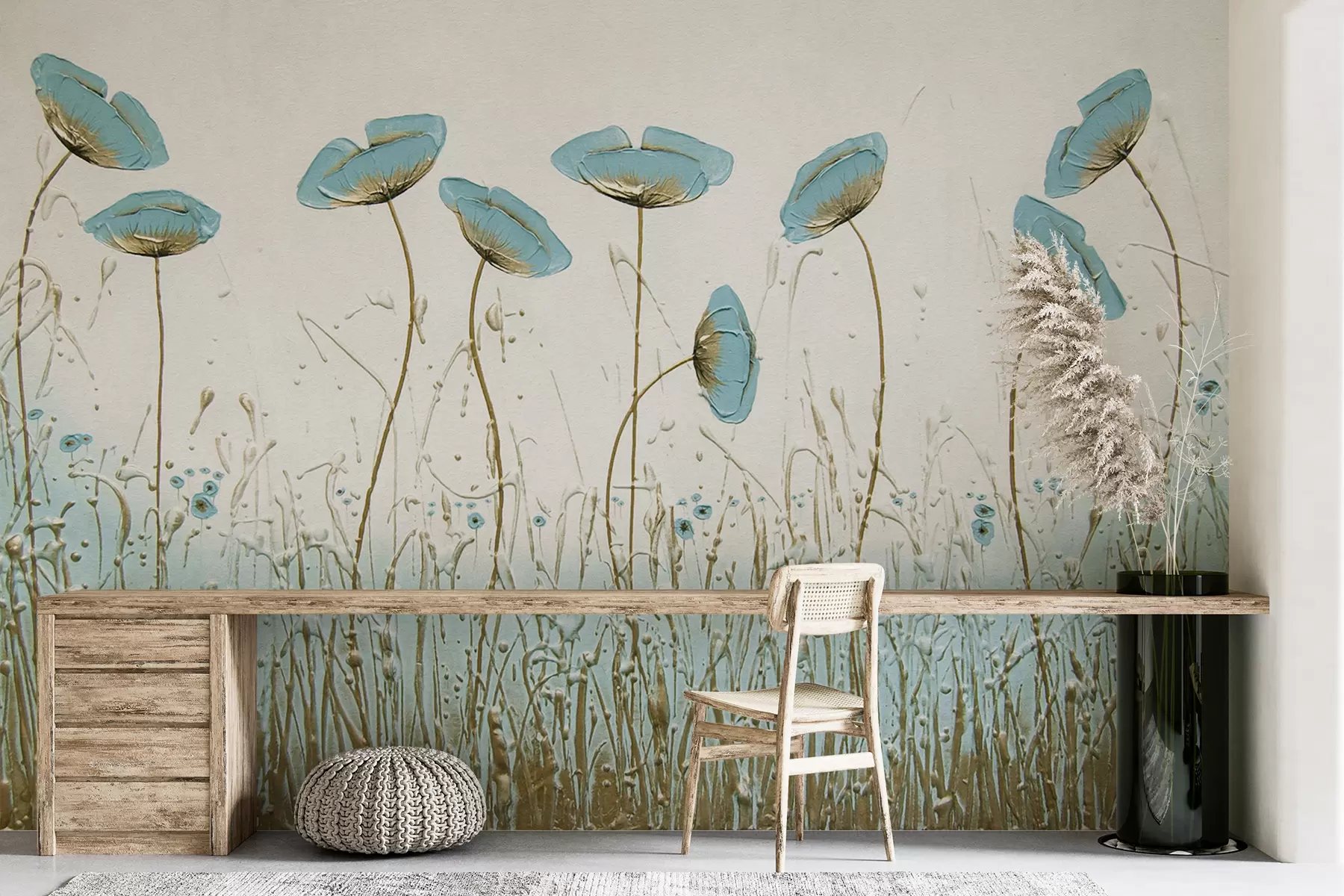 murales de pared Amapolas. Pinturas de aceite u34867