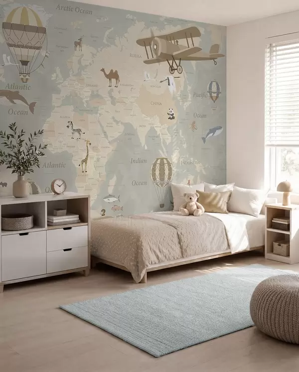 Fotomurales mapa del mundo para niños