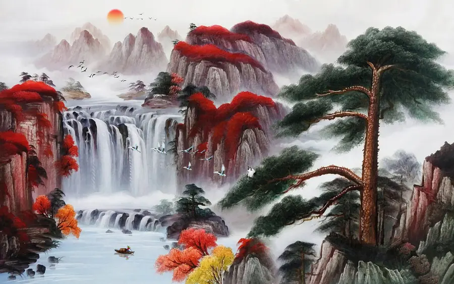 murales de pared Cascada de estilo japonés u36222