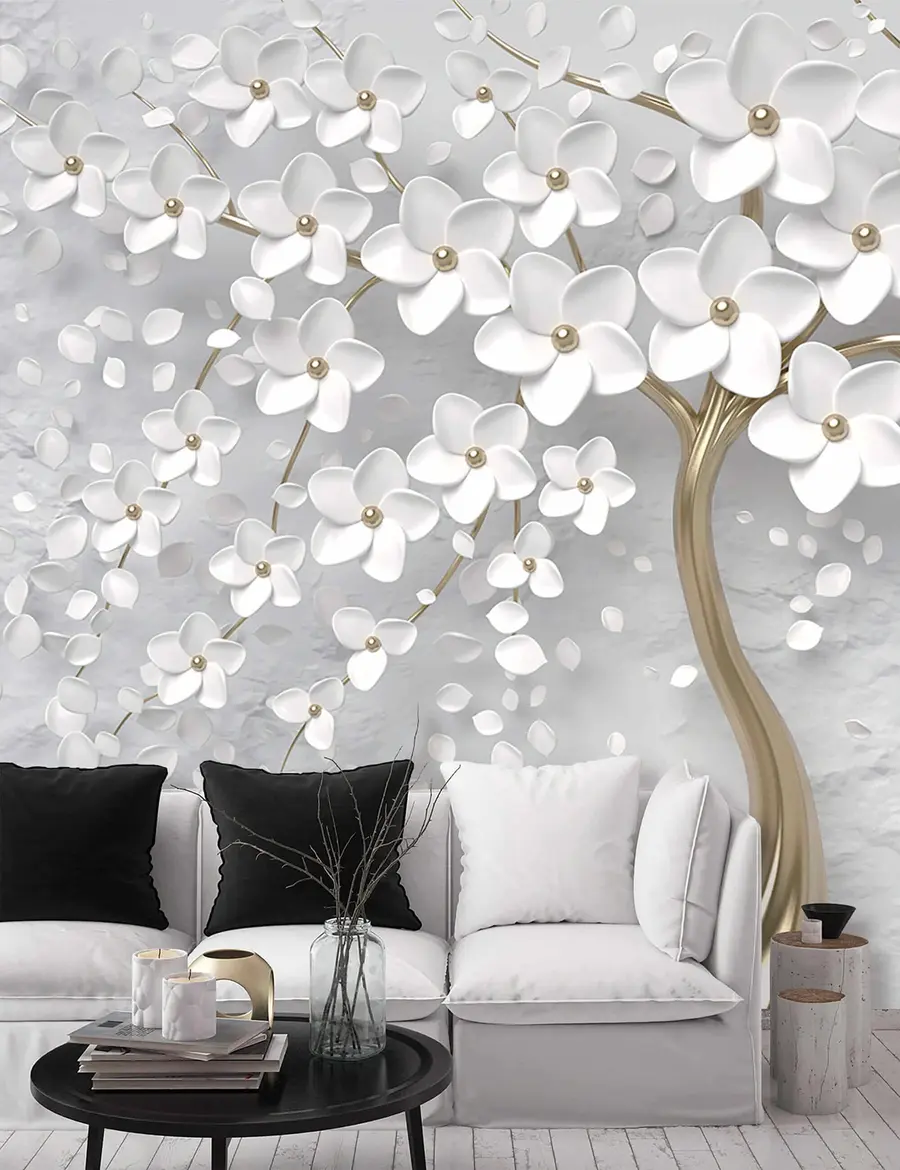 murales de pared Árbol con grandes flores u37065