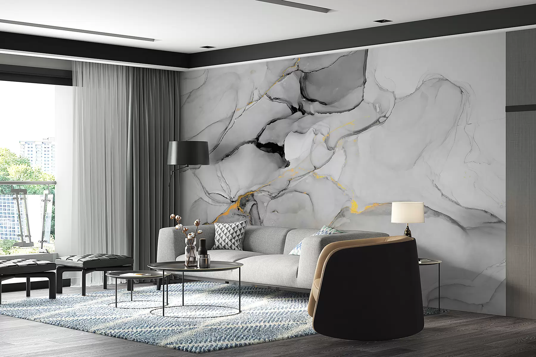 murales de pared Mármol gris u49256
