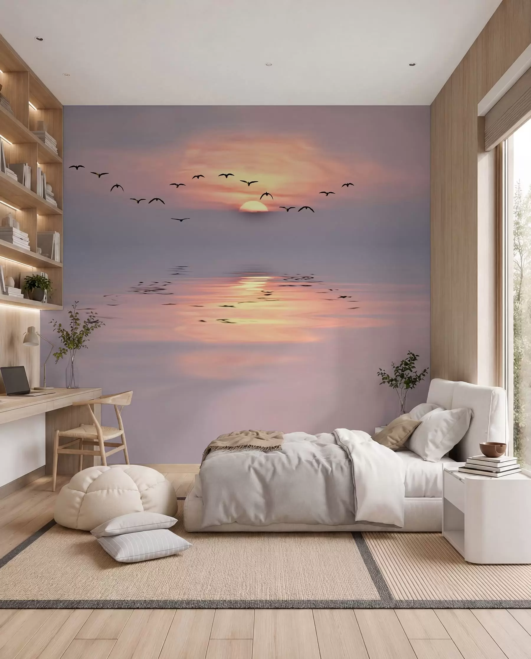 murales de pared Gaviotas en la luz del ocaso u53413