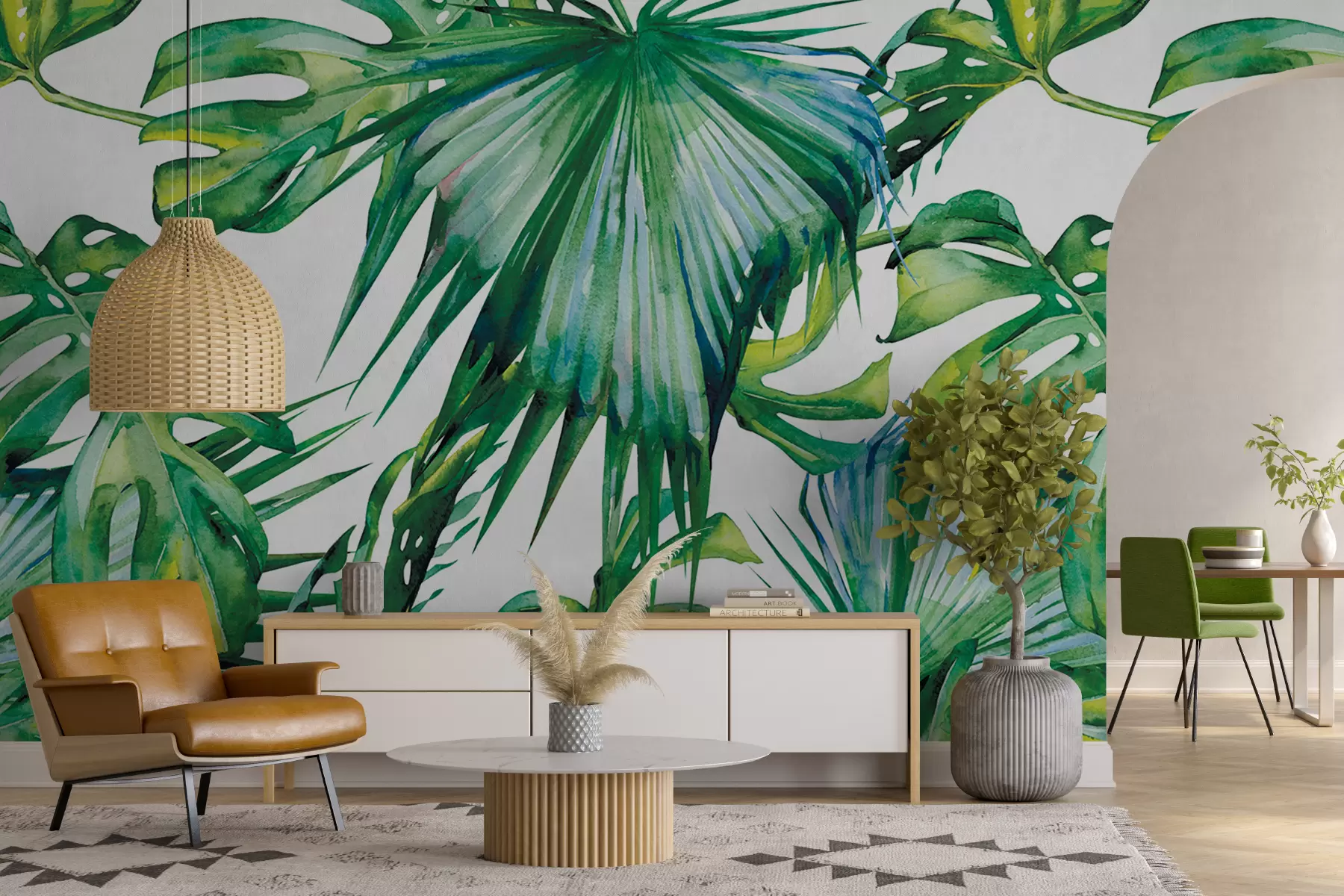 murales de pared Jugosas hojas de palma u53522