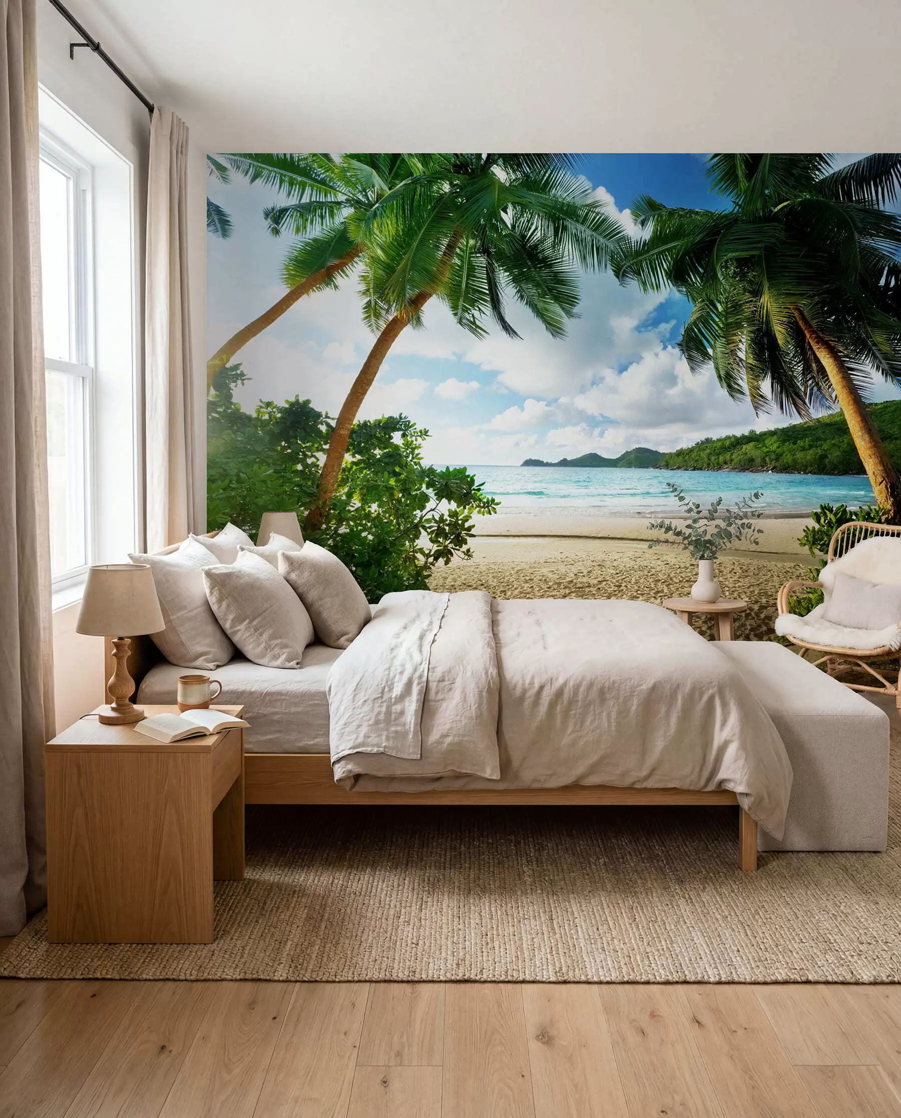 murales de pared Palmera junto a la laguna u53753