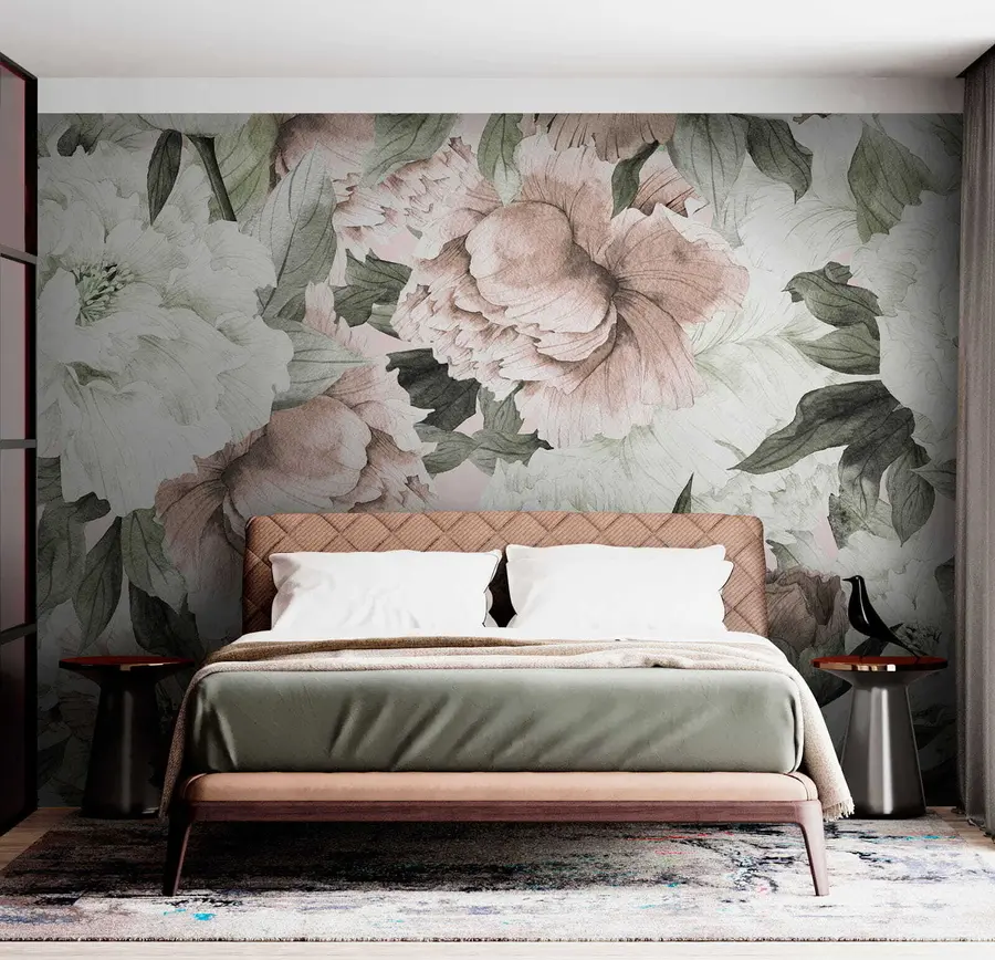 murales de pared Peonias dibujadas u55910