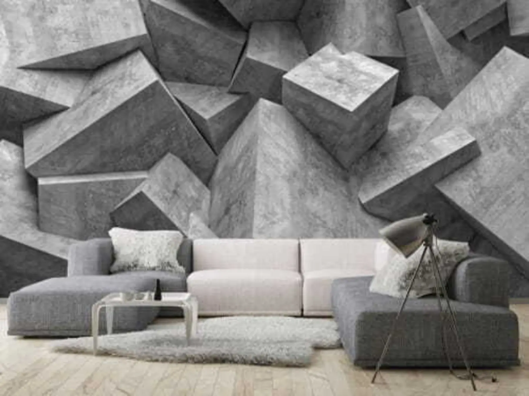 murales de pared Madera, gris y rectángulo u56307