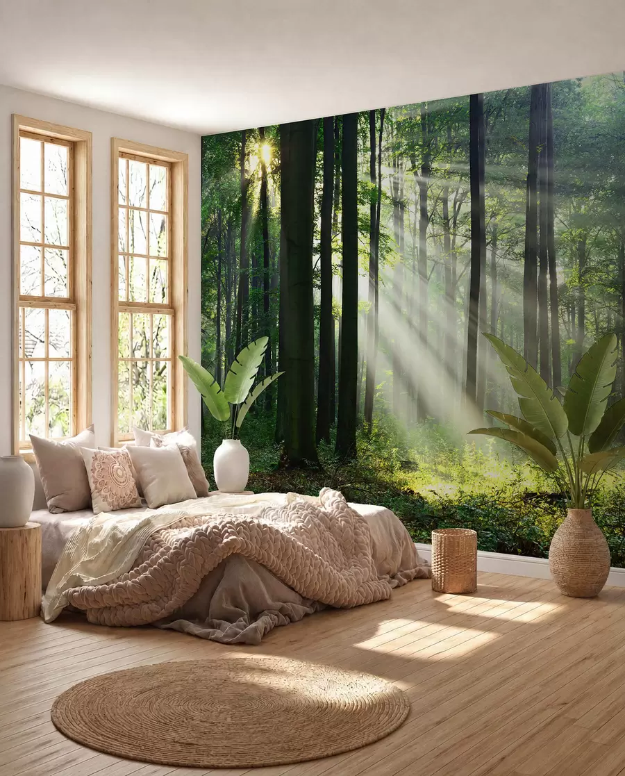 murales de pared Rayos soleados en el bosque u56787