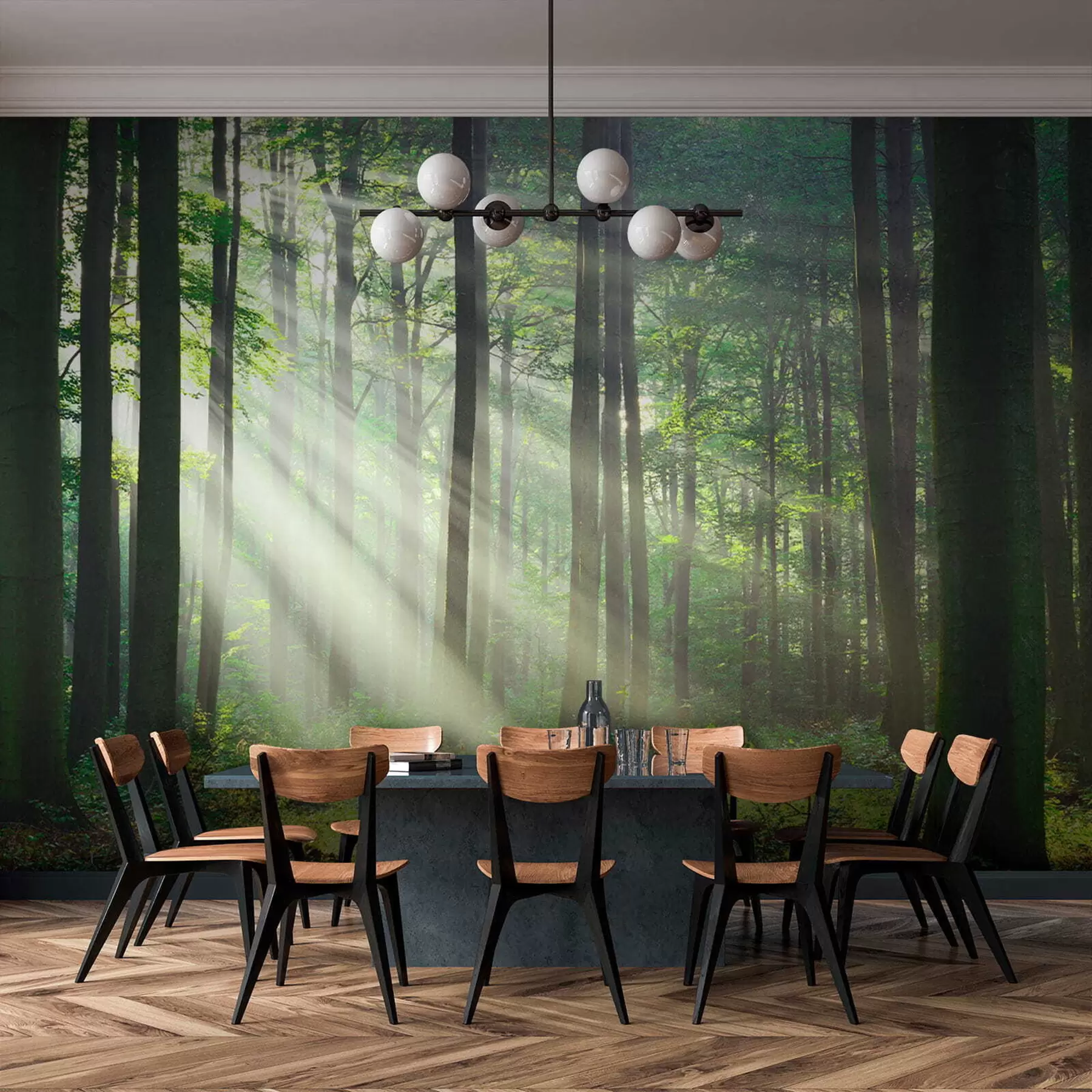 murales de pared Rayos soleados en el bosque u56787