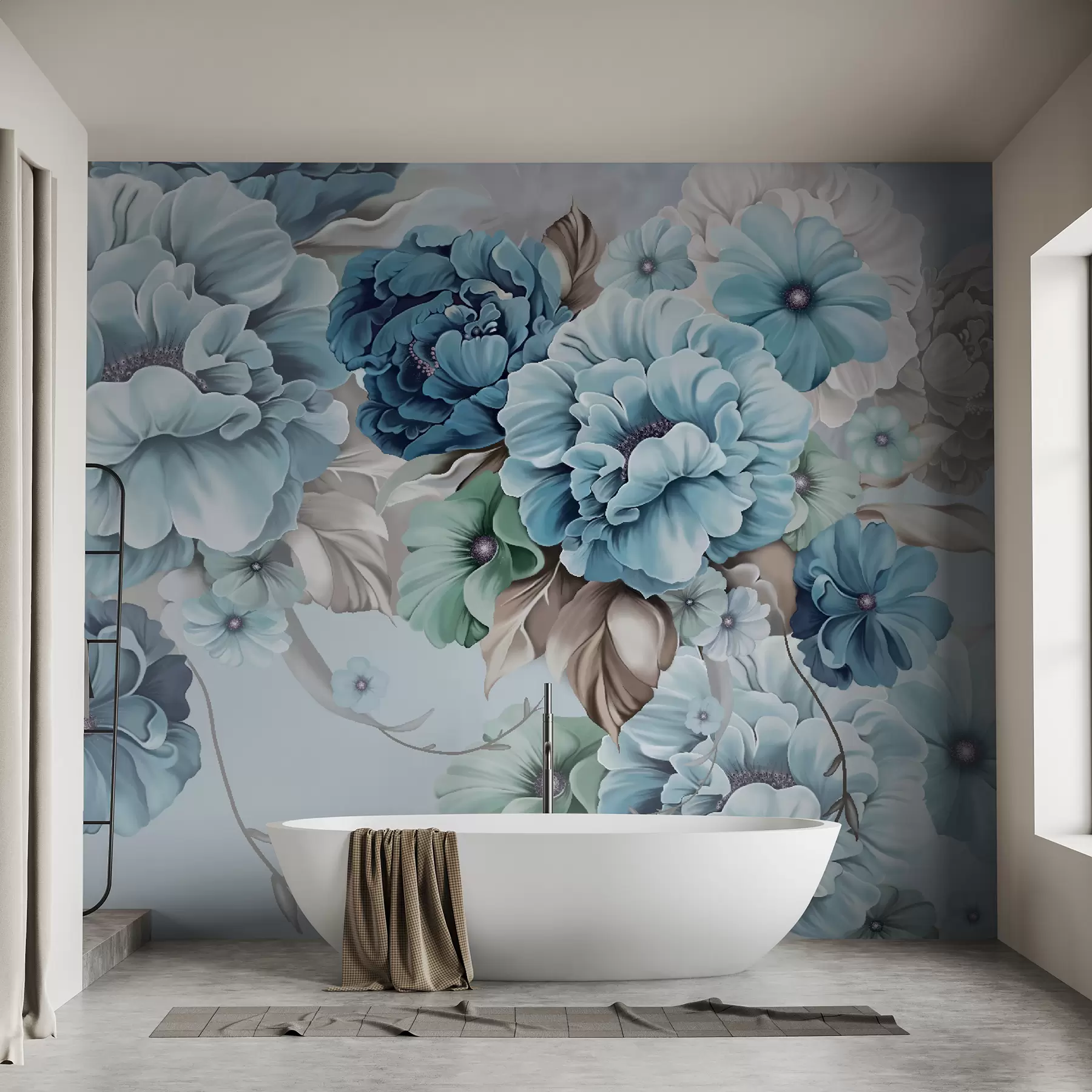 murales de pared Delicadas flores azules u59900