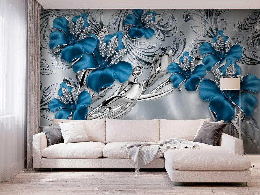 murales de pared Flores azules u60405