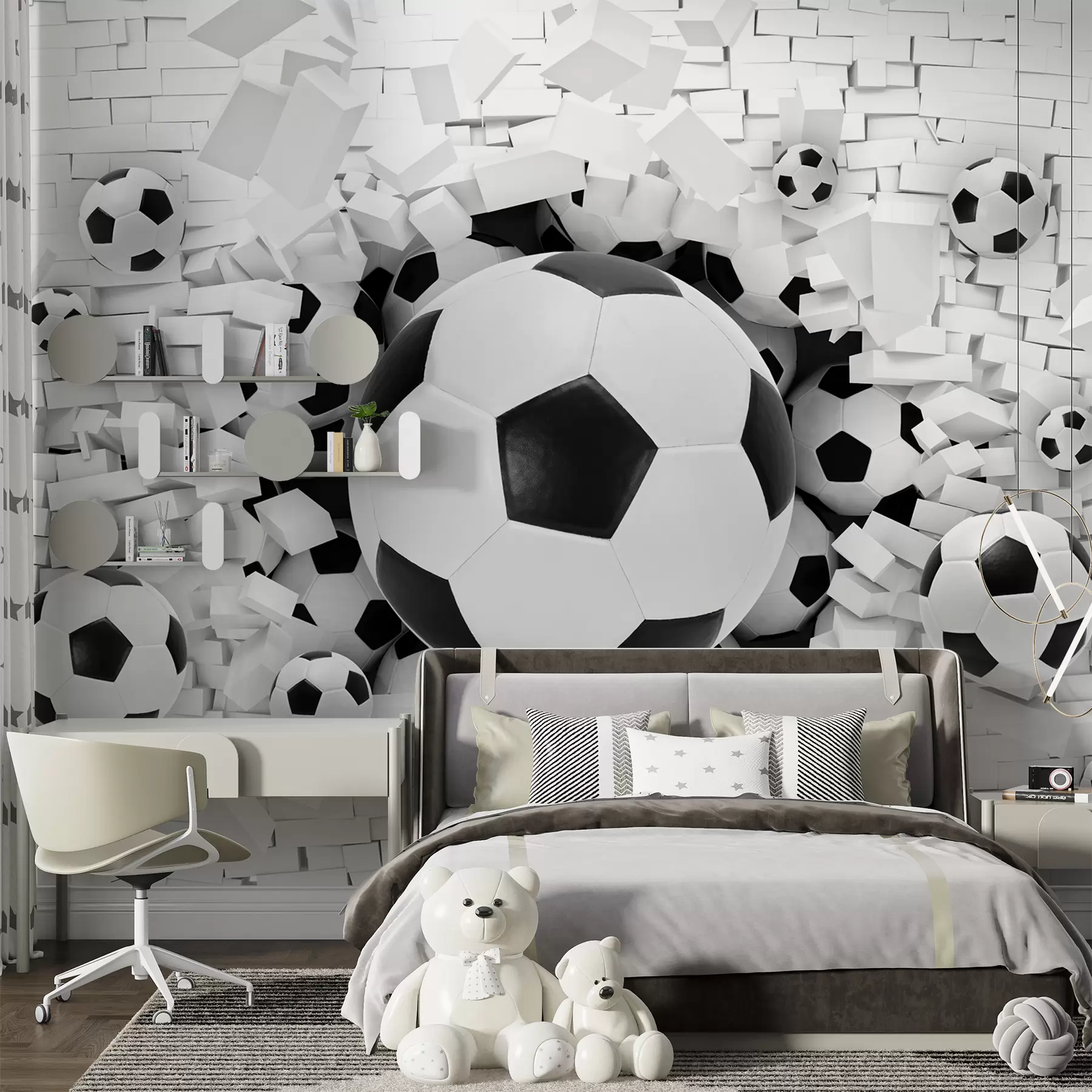 murales de pared Balón de fútbol rompe la pared u70633