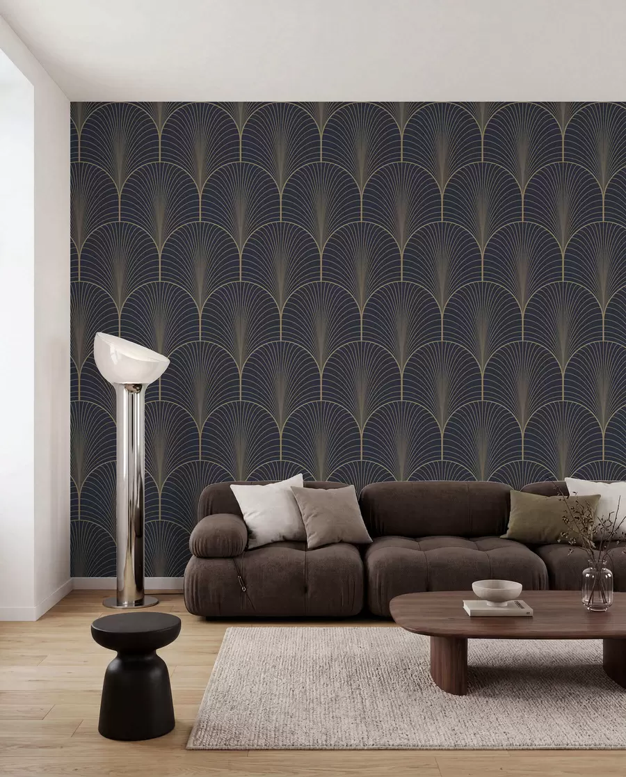 murales de pared Abanicos dorados art déco u53246