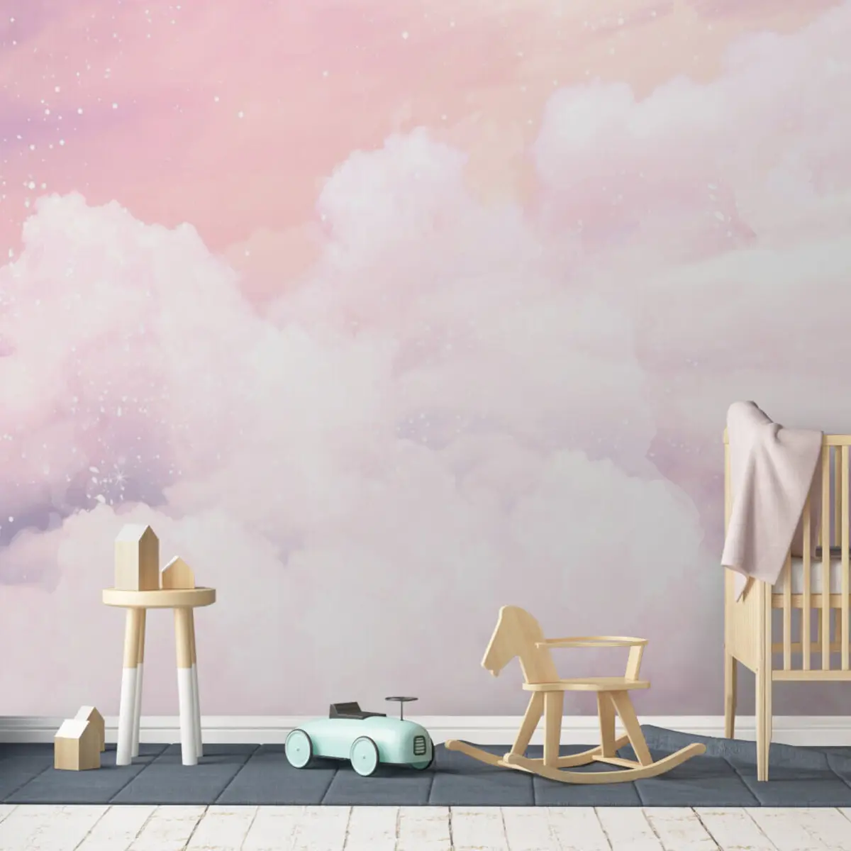 murales de pared Nubes rosas con oro u25813