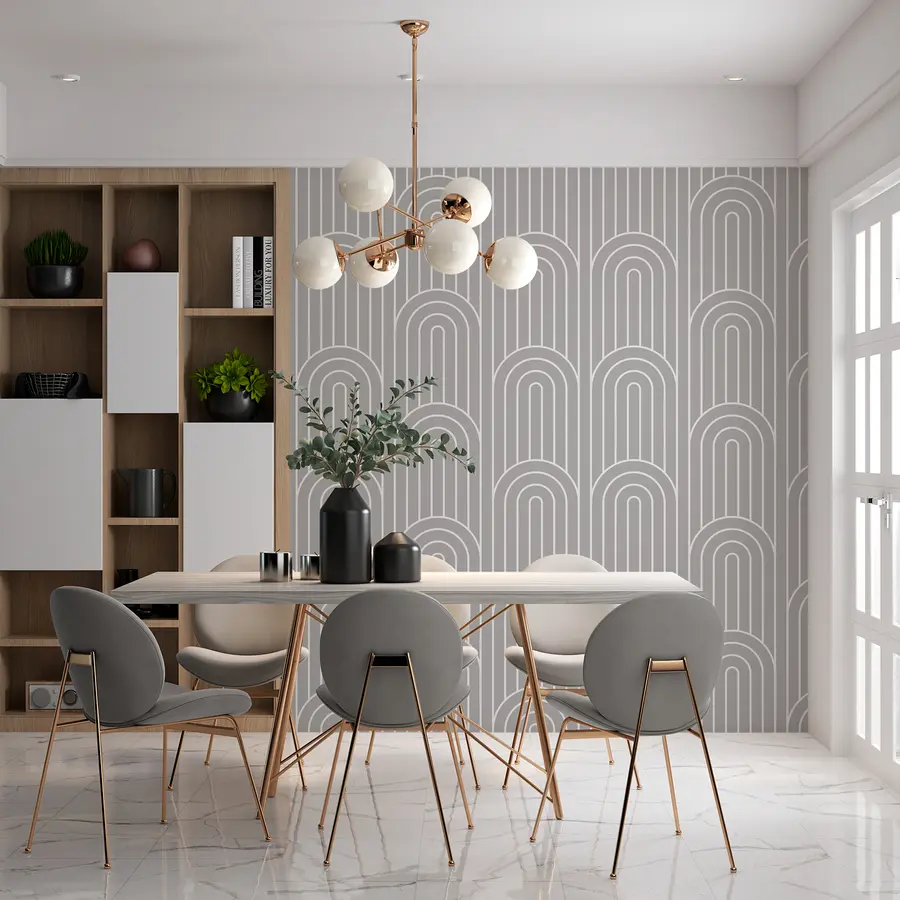 murales de pared Los arcos gráficos geométricos son la nueva tendencia gris boho w00137v1