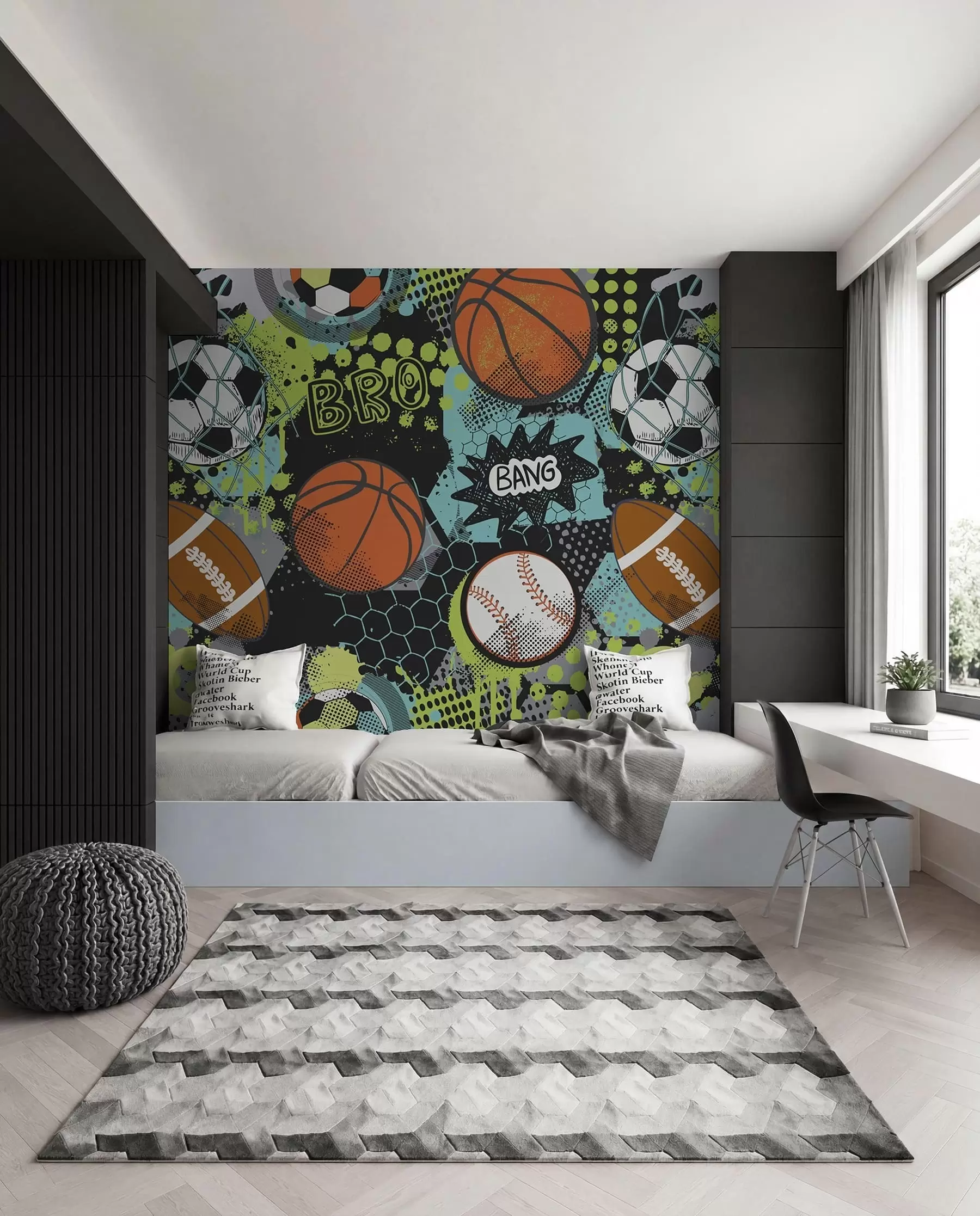 murales de pared Juego de balones de neón u99729