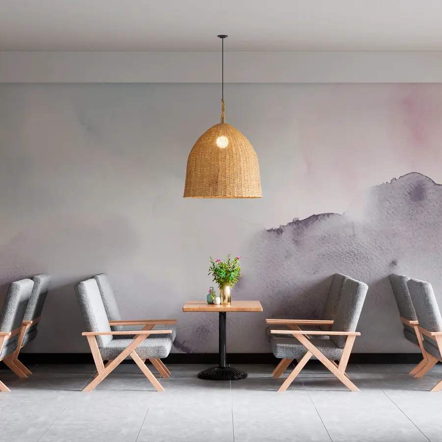 murales de pared Puntos de acuarela de moda decoración minimalista en púrpura w00376v1