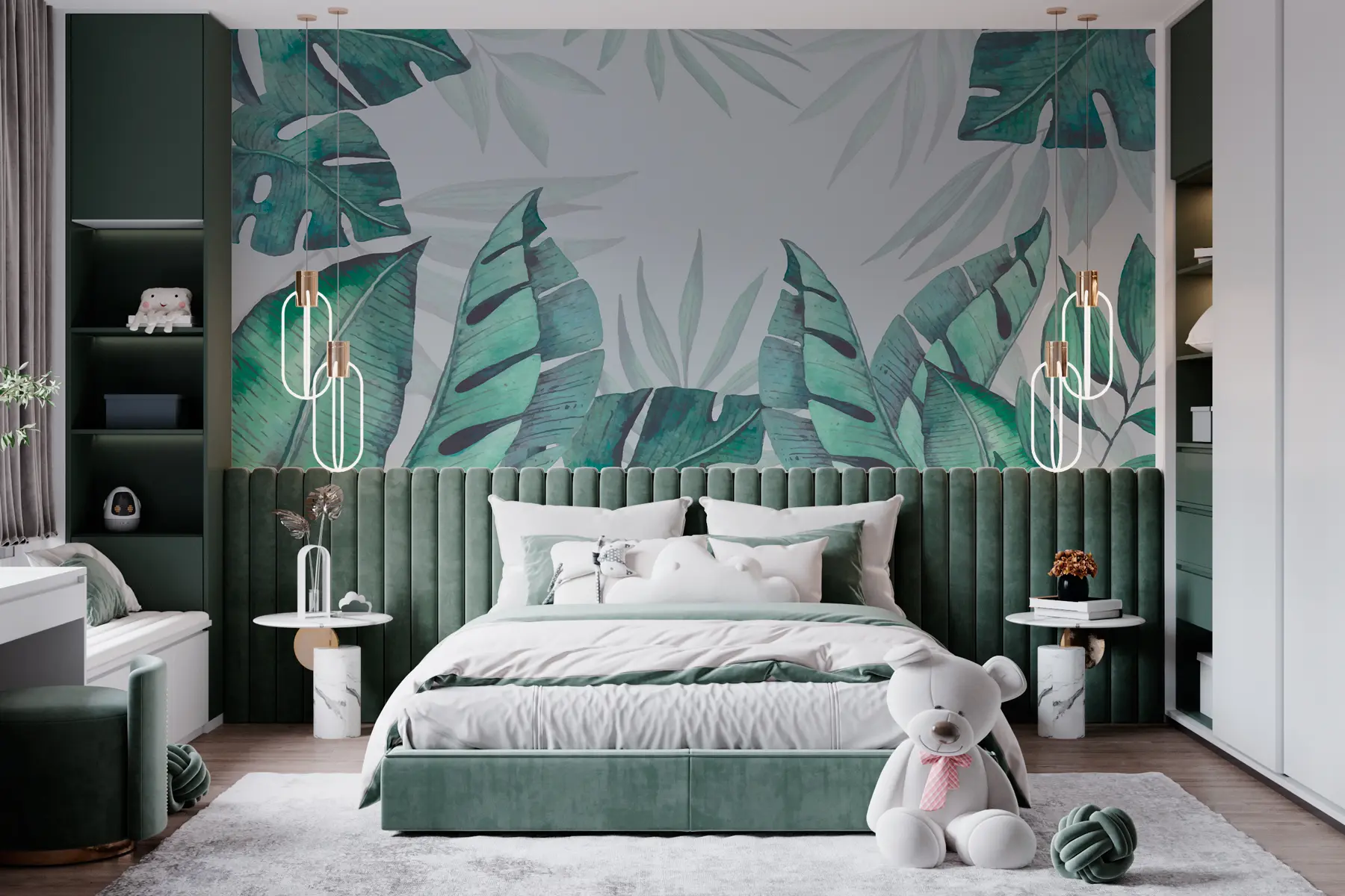 murales de pared Hojas de la selva tropical. w00420