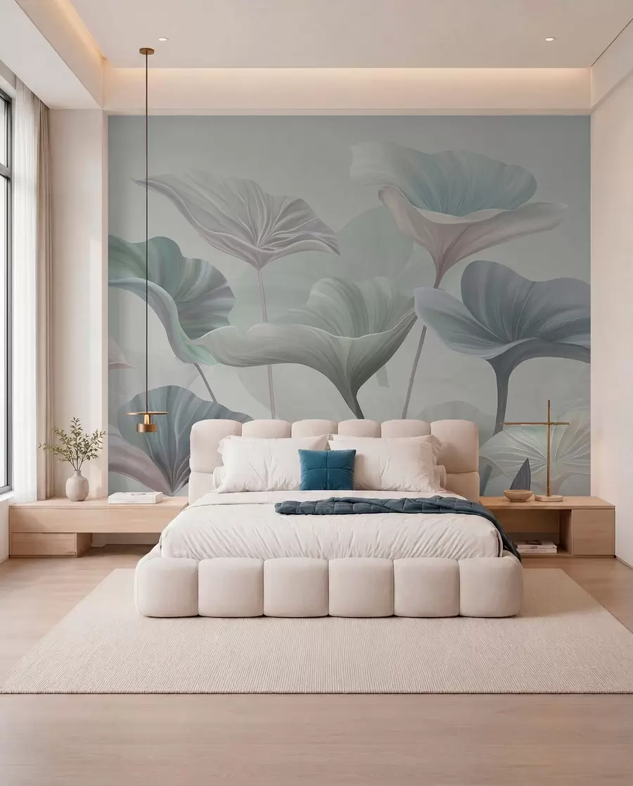 murales de pared Hojas azules desplegadas w00385v2