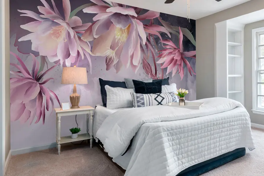 murales de pared Grandes flores de nenúfar sobre un fondo abstracto de acuarela w00387