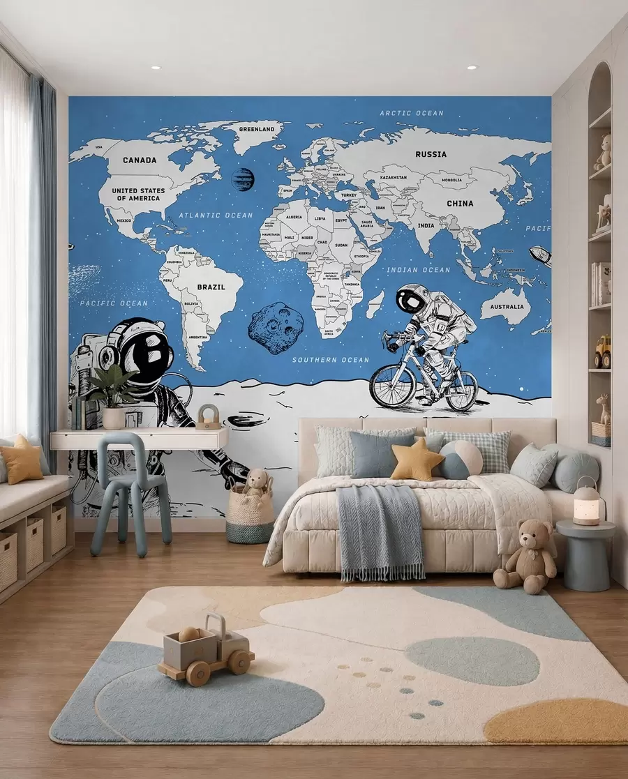 murales de pared Atlas espacial en inglés w00473v1