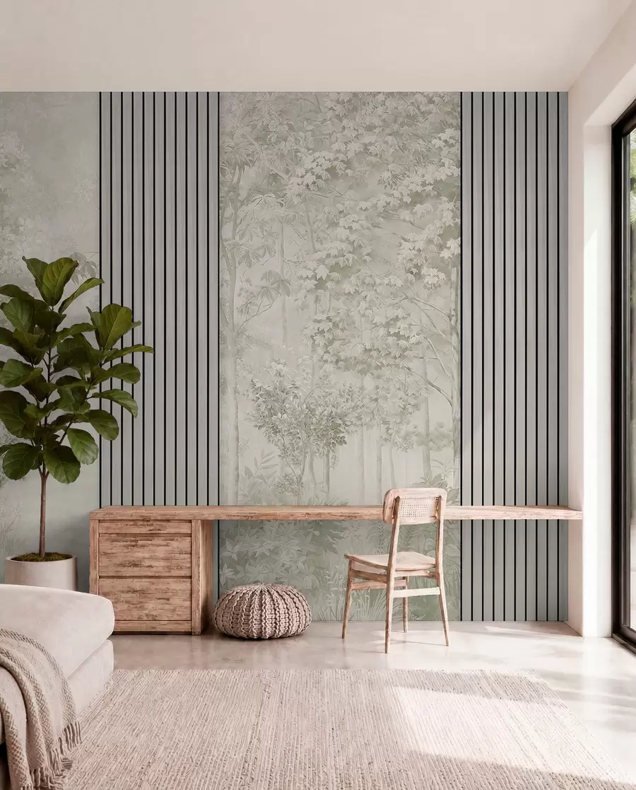 murales de pared Bosque en verde salvia w00670v2