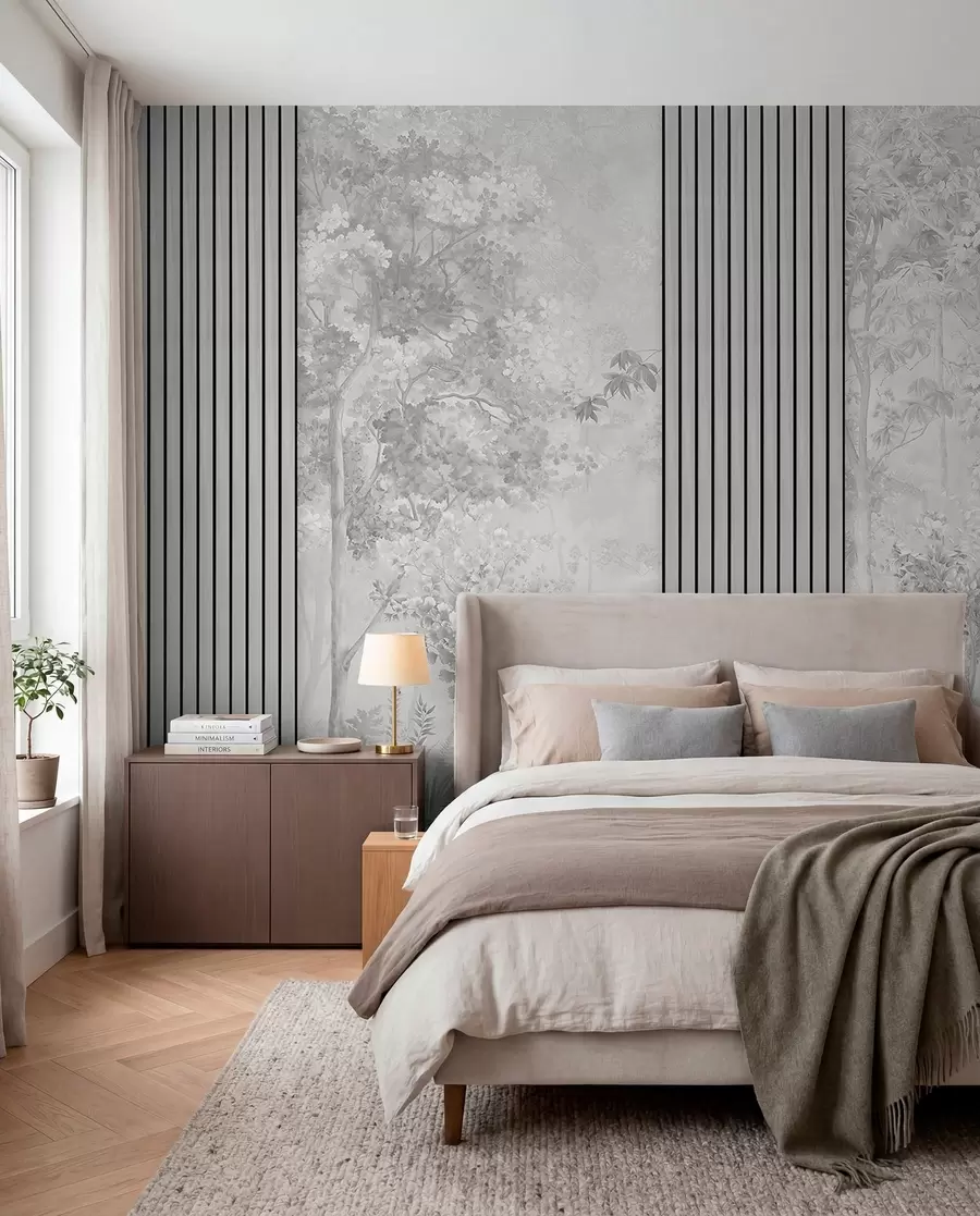 murales de pared Bosque en plata w00670v3