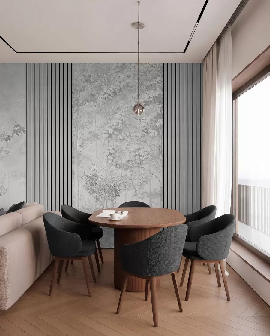 murales de pared Bosque en plata w00670v3