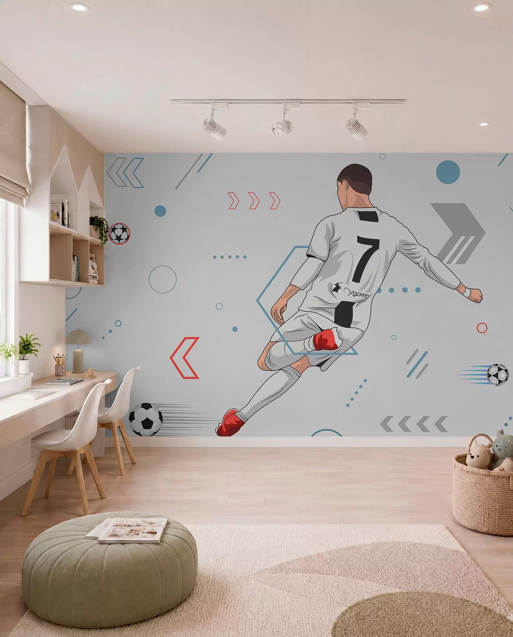 murales de pared Número siete con el balón w00688