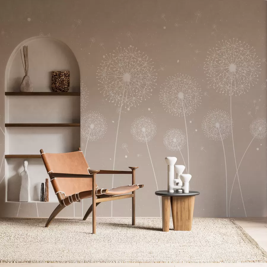 murales de pared Dientes de león sobre un fondo beige w00754