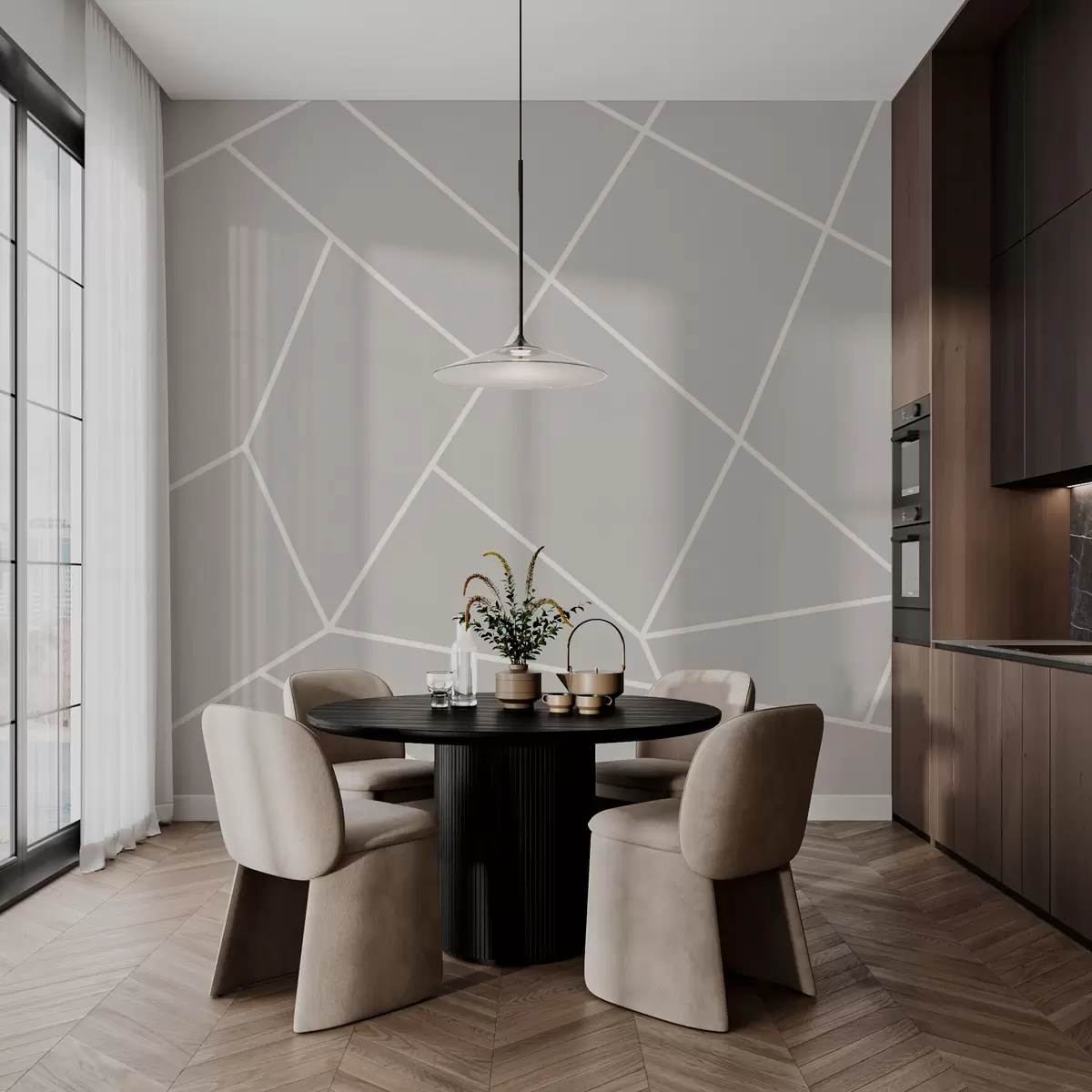 murales de pared Triángulos web de formas geométricas. w00827