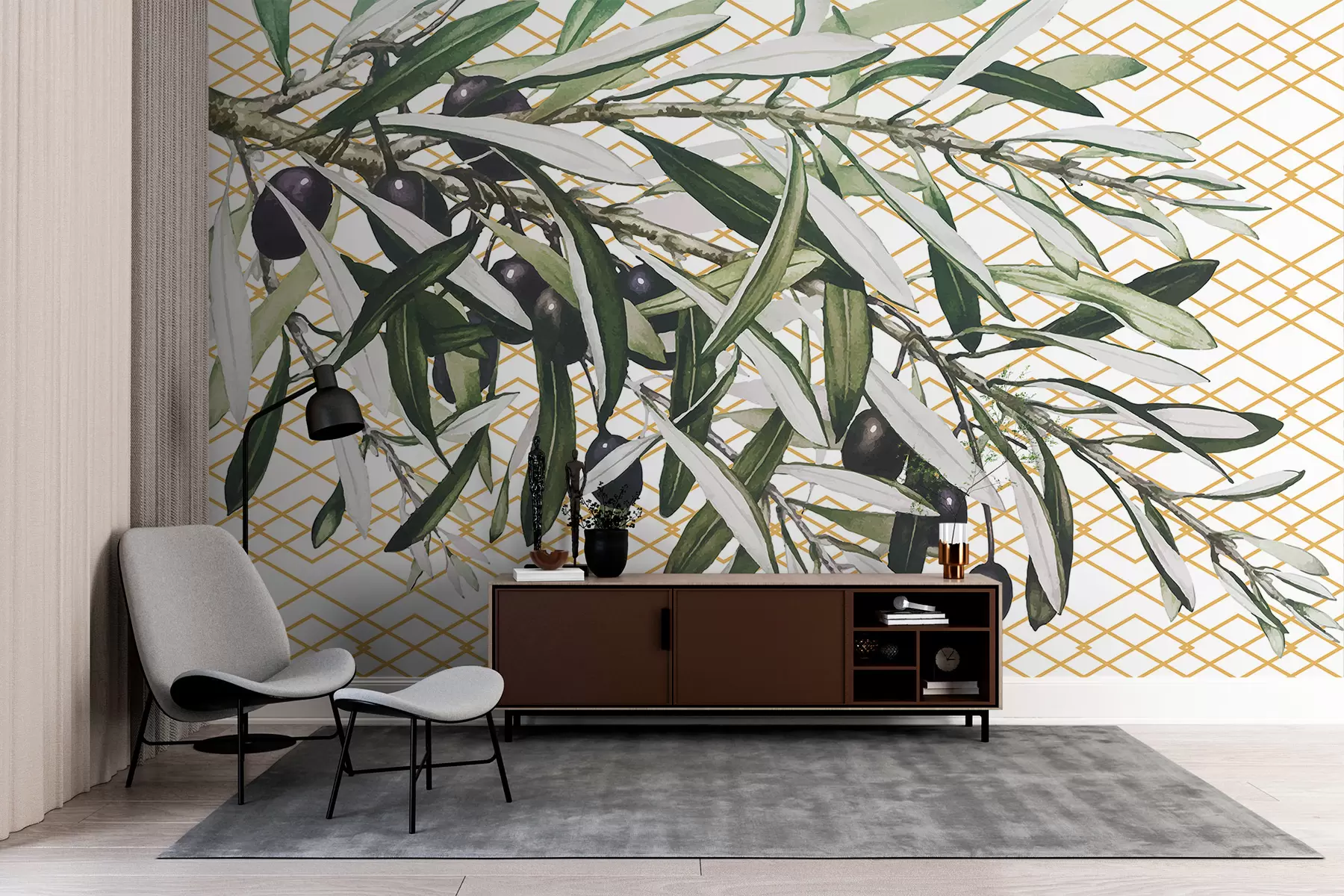 murales de pared Rama de olivo w00919