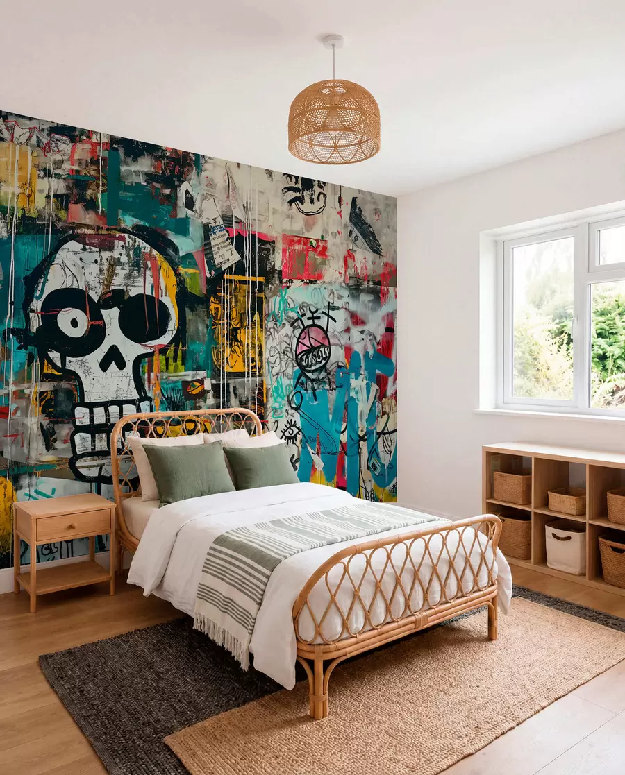 murales de pared Calavera en grafiti w01187