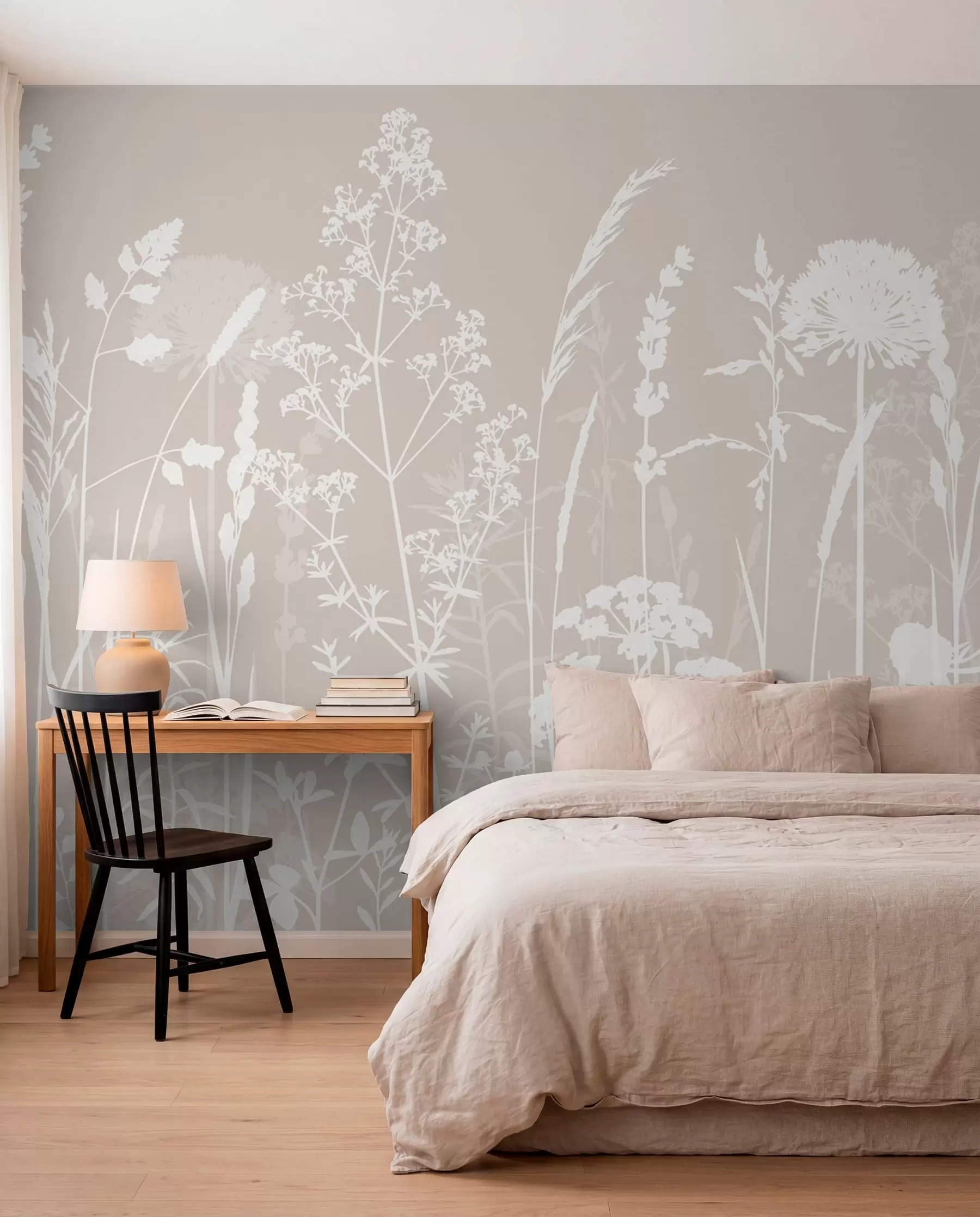 murales de pared Siluetas de flores blancas w01270