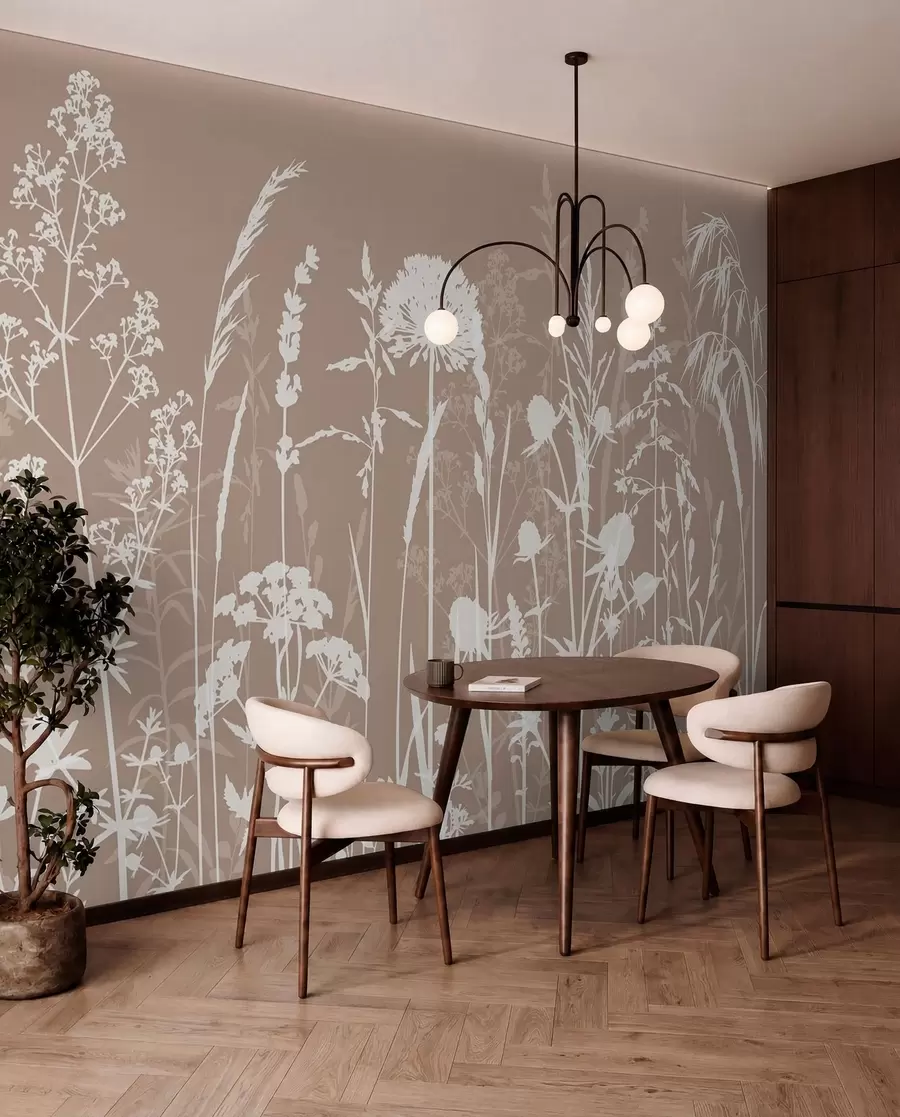 murales de pared Minimalismo de flores y plantas de campo suaves w01270v3