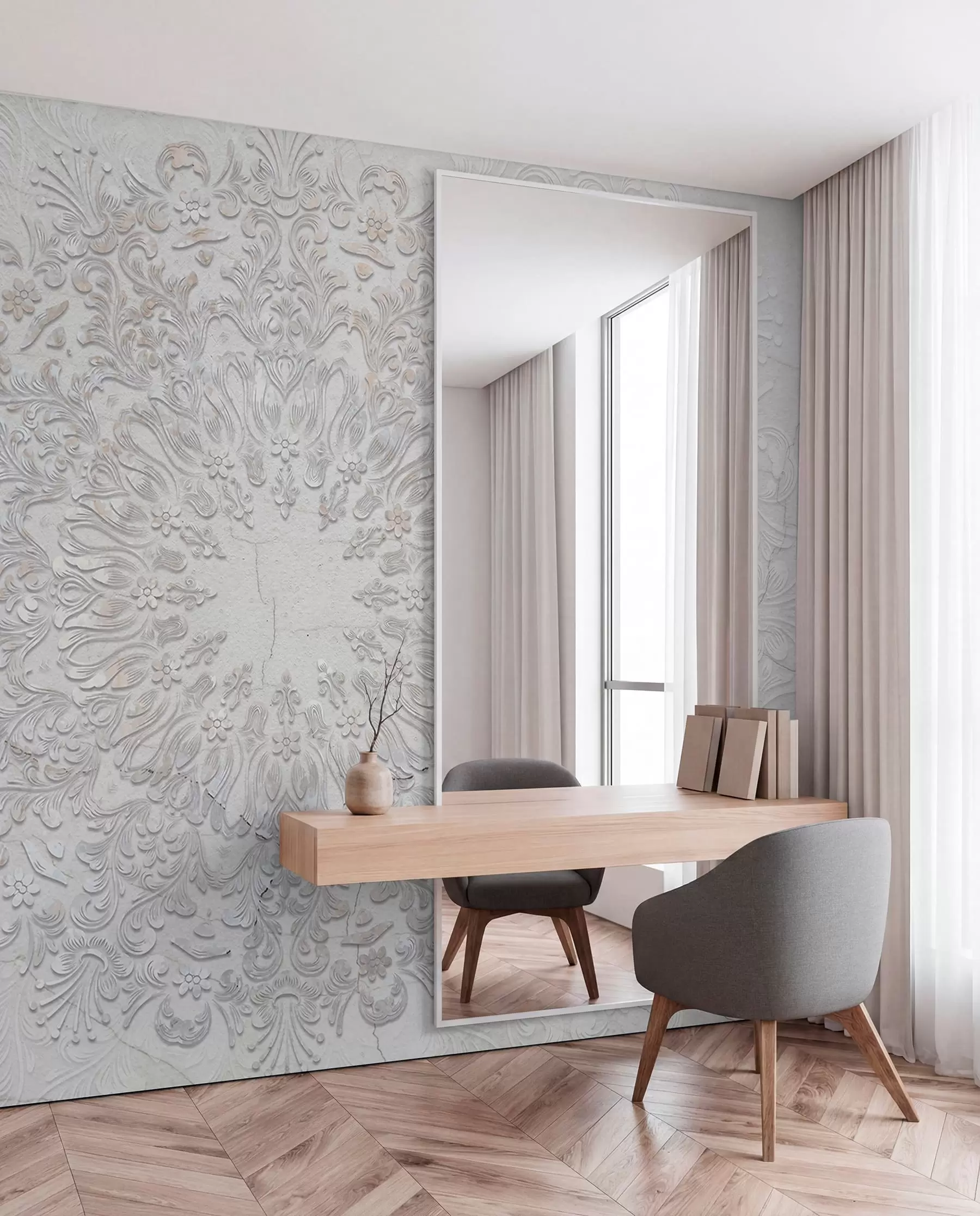 murales de pared Un estampado de mandala muy detallado que crea un hermoso y delicado diseño de encaje w01249