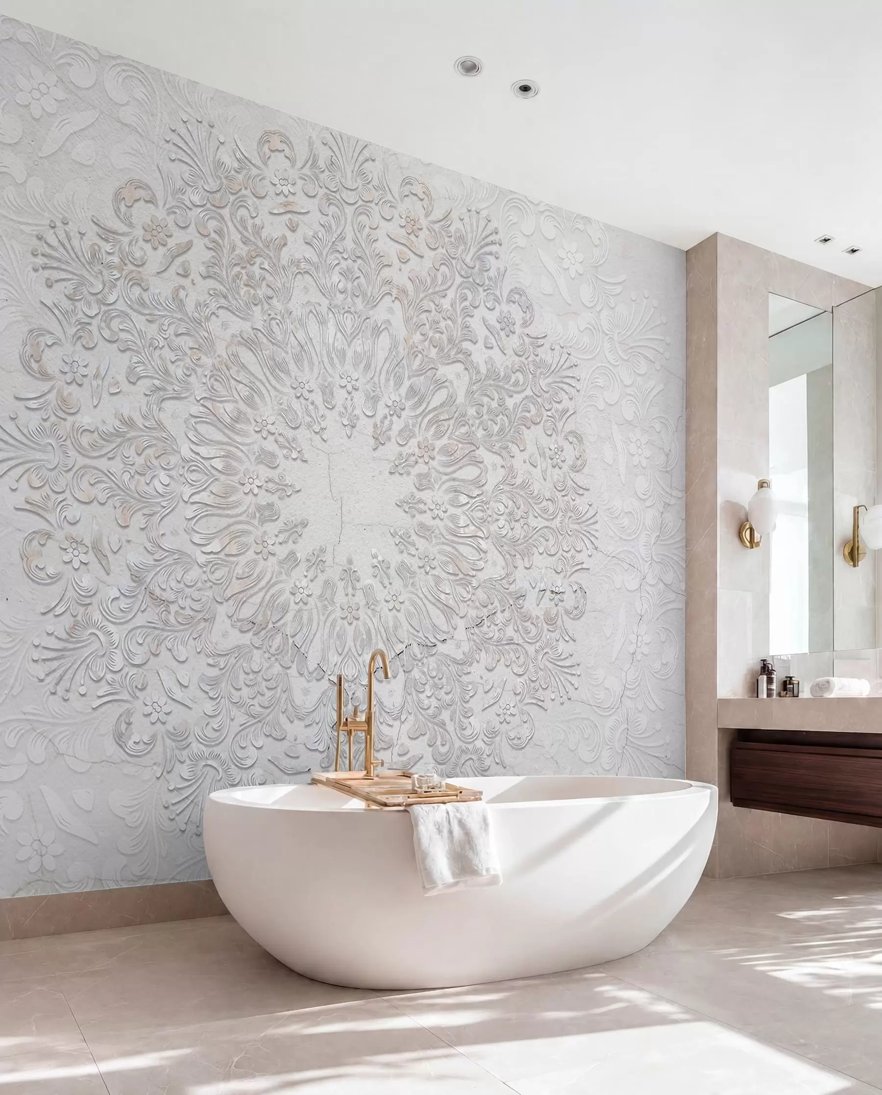 murales de pared Un estampado de mandala muy detallado que crea un hermoso y delicado diseño de encaje w01249