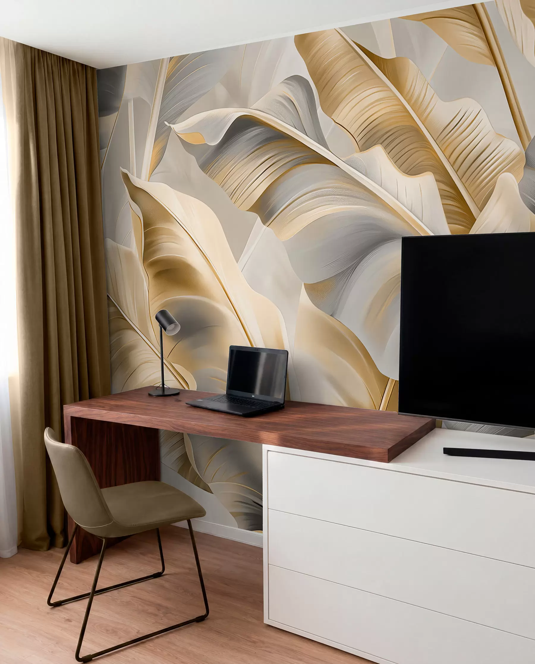 murales de pared Hojas de banano en marfil w07876