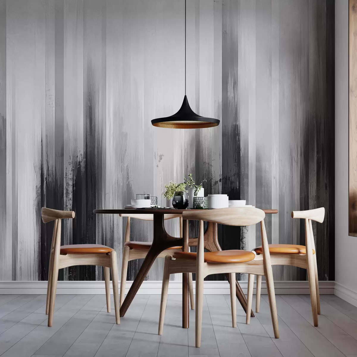 murales de pared fondo abstracto con rayas verticales en colores blanco y negro w07945v3