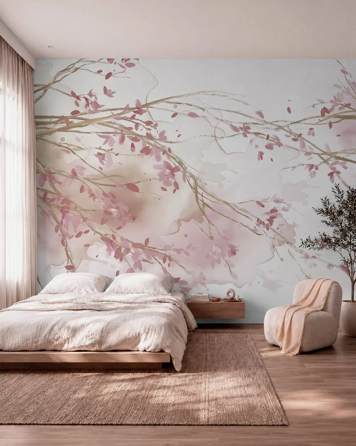 murales de pared Ramas floridas rosas w07919v1