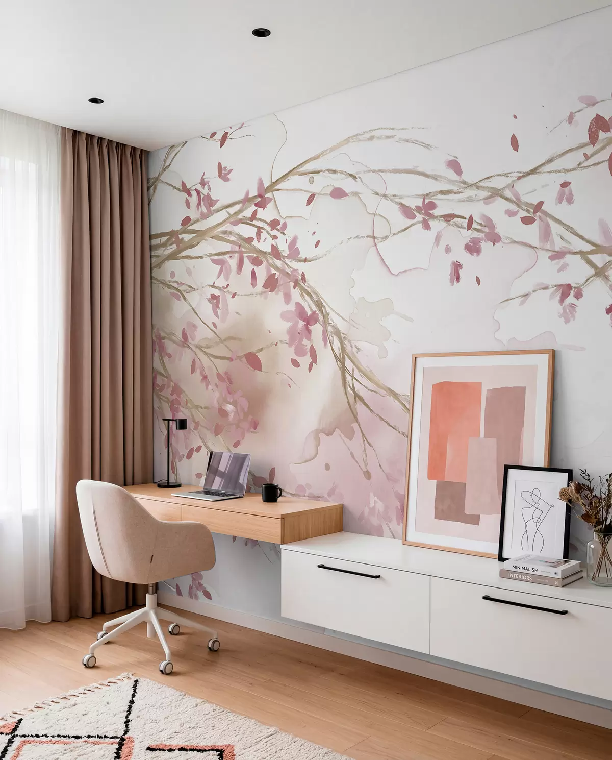 murales de pared Ramas floridas rosas w07919v1