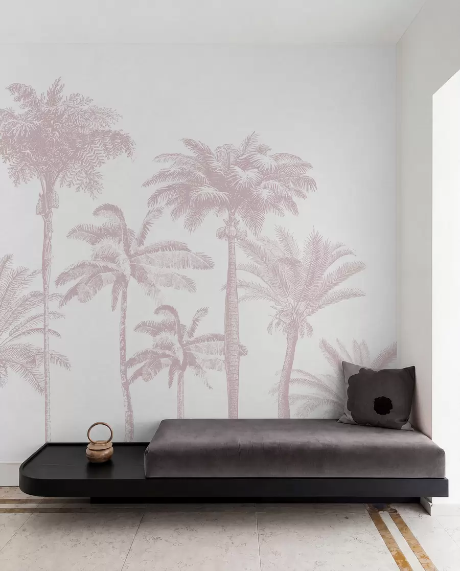 murales de pared Palmeral en rosa w08111v1